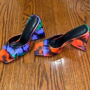 Unique watercolor block heels